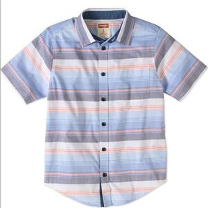 Wrangler Boys Striped Blue Short Sleeve XS NEW